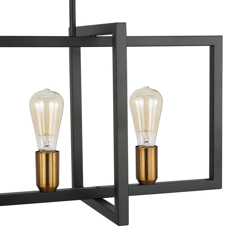 Gracie Oaks Barkingside 4 Light Black/Antique Brass Kitchen Island